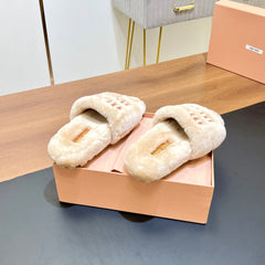 FUR SLIPPER BEIGE