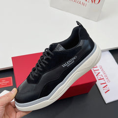 VALENTINO 25S RUNBOOT SNEAKERS IN BLACK SUEDE AND LAMBSKIN