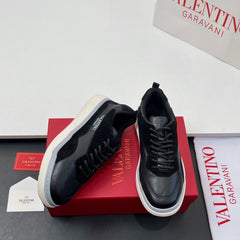 VALENTINO 25S RUNBOOT SNEAKERS IN BLACK SUEDE AND LAMBSKIN