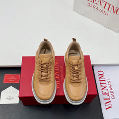 VALENTINO 25S RUNBOOT SNEAKERS IN BROWN SUEDE AND LAMBSKIN