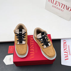 VALENTINO 25S RUNBOOT SNEAKERS IN BROWN MIX BLACK LAMBSKIN