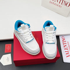 VALENTINO 25S RUNBOOT SNEAKERS IN WHITE MIX BLUE LAMBSKIN