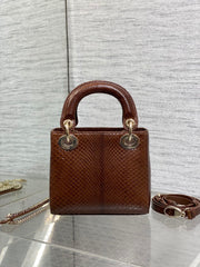 MINI 17 LADY BAG IN PEACAN BROWN METALLIC LAMBSKIN