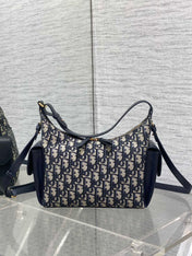 DIOR 25S MEDIUM D-DREAM BAG 24 IN BLUE DIOR OBLIQUE JACQUARD AND SMOOTH CALFSKIN