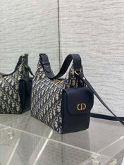 DIOR 25S MEDIUM D-DREAM BAG 24 IN BLUE DIOR OBLIQUE JACQUARD AND SMOOTH CALFSKIN
