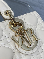 DIOR 25S SMALL LADY D-JOY 22 IN BEIGE LAMBSKIN GOLD HARDWRE