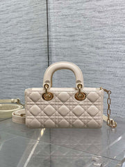 DIOR 25S SMALL LADY D-JOY 22 IN BEIGE LAMBSKIN GOLD HARDWRE