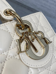 DIOR 25S MICRO LADY D-JOY 16 IN BEIGE LAMBSKIN GOLD HARDWARE