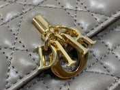 DIOR 25S DIOR TALK PHONE POUCH 21 IN DIRTY LILAC CANNAGE LAMBSKIN GOLD HARDWARE