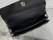 DIOR 25S DIOR TALK PHONE POUCH 21 IN BLACK CANNAGE LAMBSKIN SILVER HARDWRE
