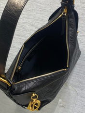 DIOR 25S MEDIUM VOYAGE BAG 28 IN BLACK FLAT MACROCANNAGE GRAINED GLOSSY CALFSKIN