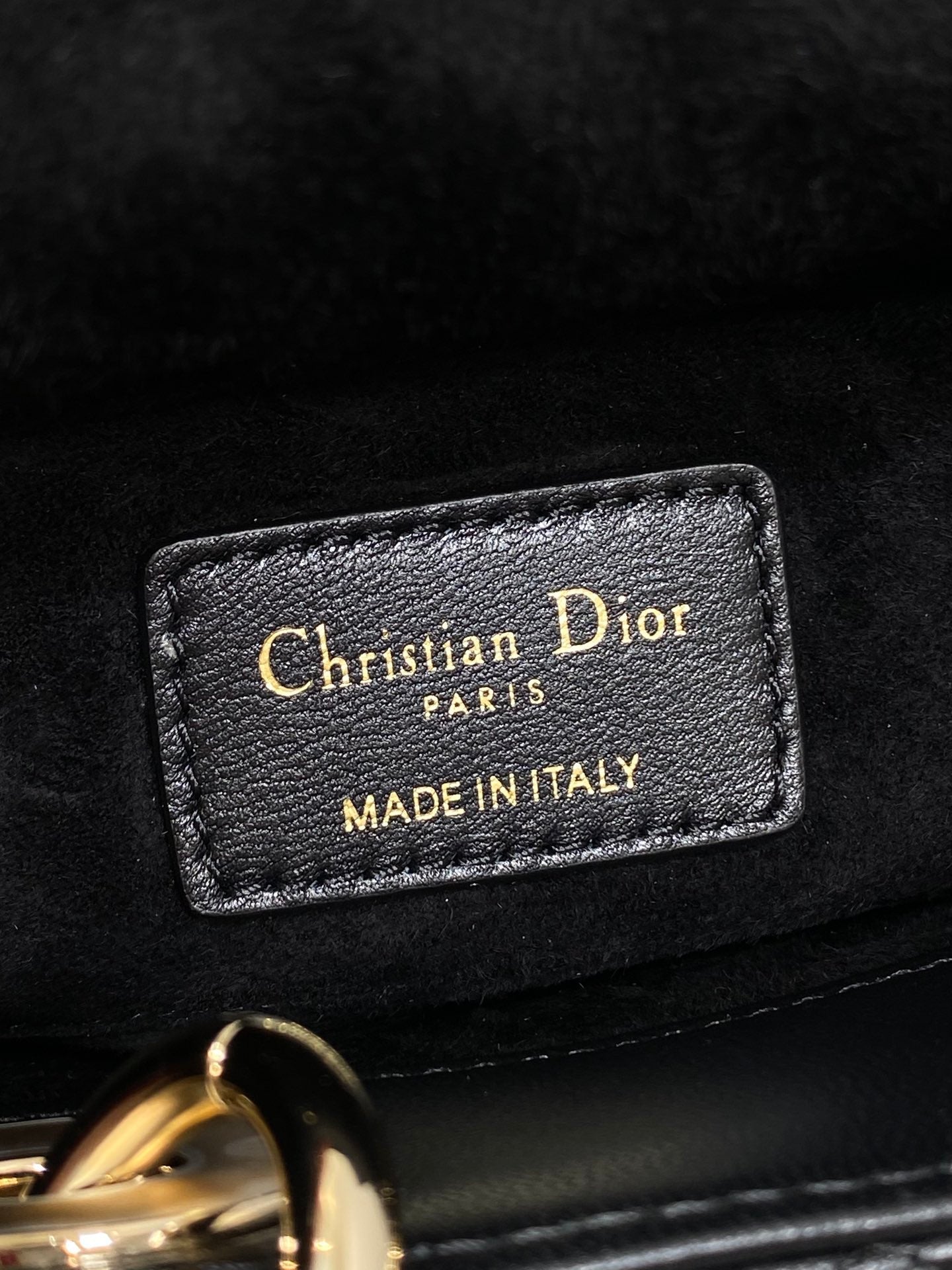 DIOR 25S MICRO LADY D-JOY 19 IN BLACK CALFSKIN GOLD HARDWRE