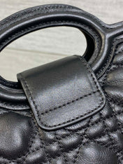 DIOR 25S JOLIE TOP HANDLE MINI BAG 18 IN BLACK CALFSKIN GOLD HARDWARE