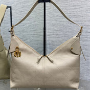 DIOR 25S VOYAGE BAG 34 IN POWDER BEIGE FLAT MACROCANNAGE GRAINED CALFSKIN