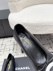CHANEL 26S HIGH HEELS IN BLACK LAMBSKIN WITH BOW