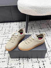 CHANEL 26S QUILTED SNEAKERS IN SAND BEIGE SUEDE