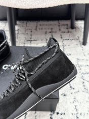 CHANEL 26S LACE-UP SNEAKERS IN BLACK SUEDE