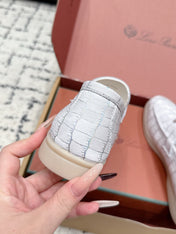 LP 26S SUMMER CHARMS WALK LOAFER IN WHITE CROCODILE CALFSKIN SILVER HARDWARE