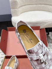 LP 26S SUMMER CHARMS WALK LOAFER IN PURPLE GRAY CROCODILE CALFSKIN SILVER HARDWARE