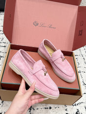 LP 26S SUMMER CHARMS WALK LOAFER IN PINK SUEDE GOLD HARDWARE