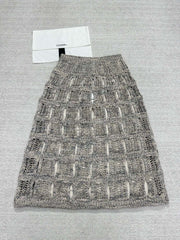 CC 25 Hollow Knitted Skirt Gray Cotton