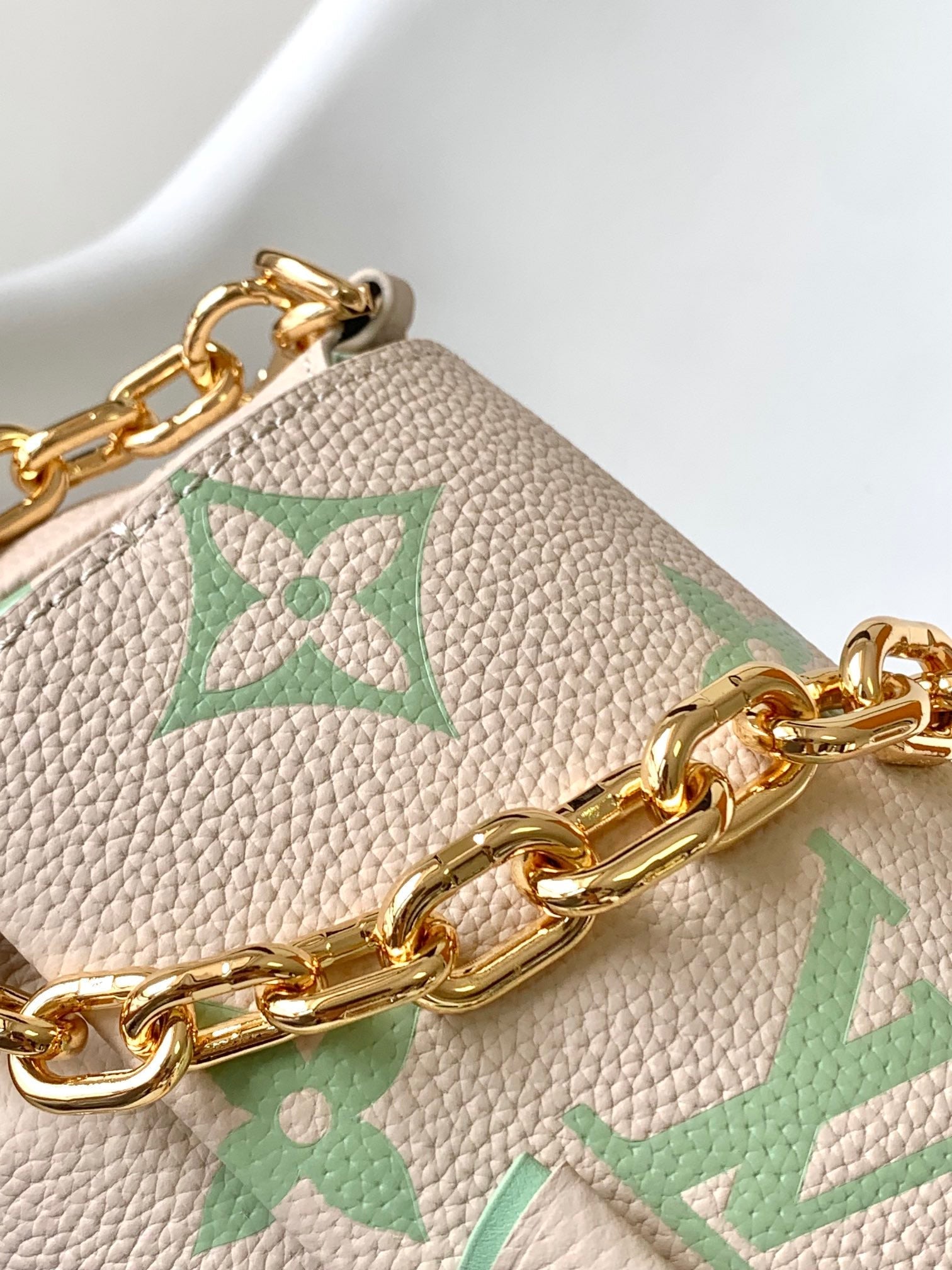 FAVORITE BAG 24 IN BEIGE MIX GREEN MONOGRAM SOFT GRAINED COWHIDE