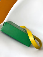 SHOPPER BAG 23 IN GREEN YELLOW CALFSKIN EMBROIDERED LOGO