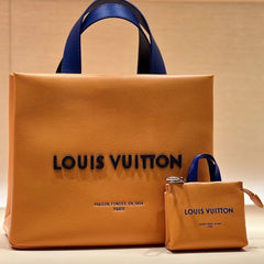 LV 25S MINI SHOPPER BAG CHARM IN BURNT ORANGE CALFSKIN