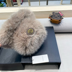 BUCKET HAT IN KHAKI BROWN FOX FUR 404749