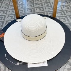 WIDE BRIM STRAW HAT WITH BOW WHITE 672704
