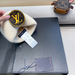 KNITTED BEANIE HAT IN BEIGE WOOL AND RABBIT FUR 417758