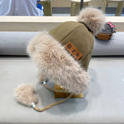 BEANIE HAT IN BROWN WOOL AND COTTON 419745