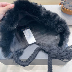 KNITTED BEANIE HAT IN BLACK WOOL WITH JAPANESE CAT EARS 421256