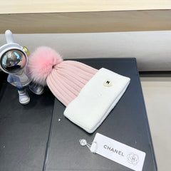 BEANIE HAT IN BABY PINK MIX WHITE WOOL 421051