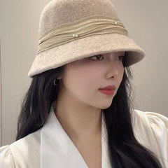 BUCKET HAT IN BISQUE BEIGE WOOL BLEND 426246
