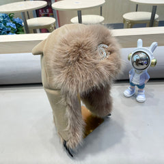 TRAPPER HAT IN DESERT BROWN SUEDE AND LAMB FUR 429974