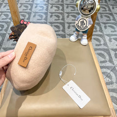 AUSTRALIAN BERET HAT IN LINEN BEIGE WOOL FELT 431715