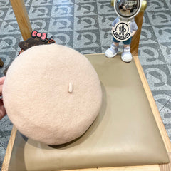 AUSTRALIAN BERET HAT IN LINEN BEIGE WOOL FELT 431715