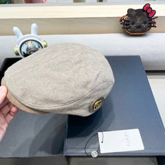 BERET RETRO HAT IN KHAKI BROWN CASHMERE 431369