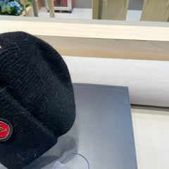 BEANIE HAT IN BLACK WOOL AND RABBIT FUR 433473