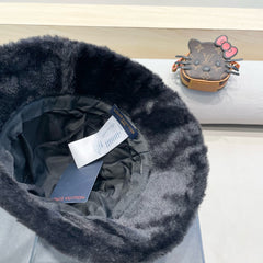BUCKET HAT IN BLACK  WOOL AND LAMB FUR 434939