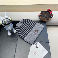BEANIE HAT IN STELL GRAY MIX BLACK CASHMERE 436732