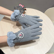 GLOVES IN COOL GRAY WOOL WITH RABBIT FUR 439080