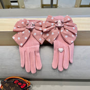 GLOVES IN ROSE PINK MIX WHITE WOOL 454574