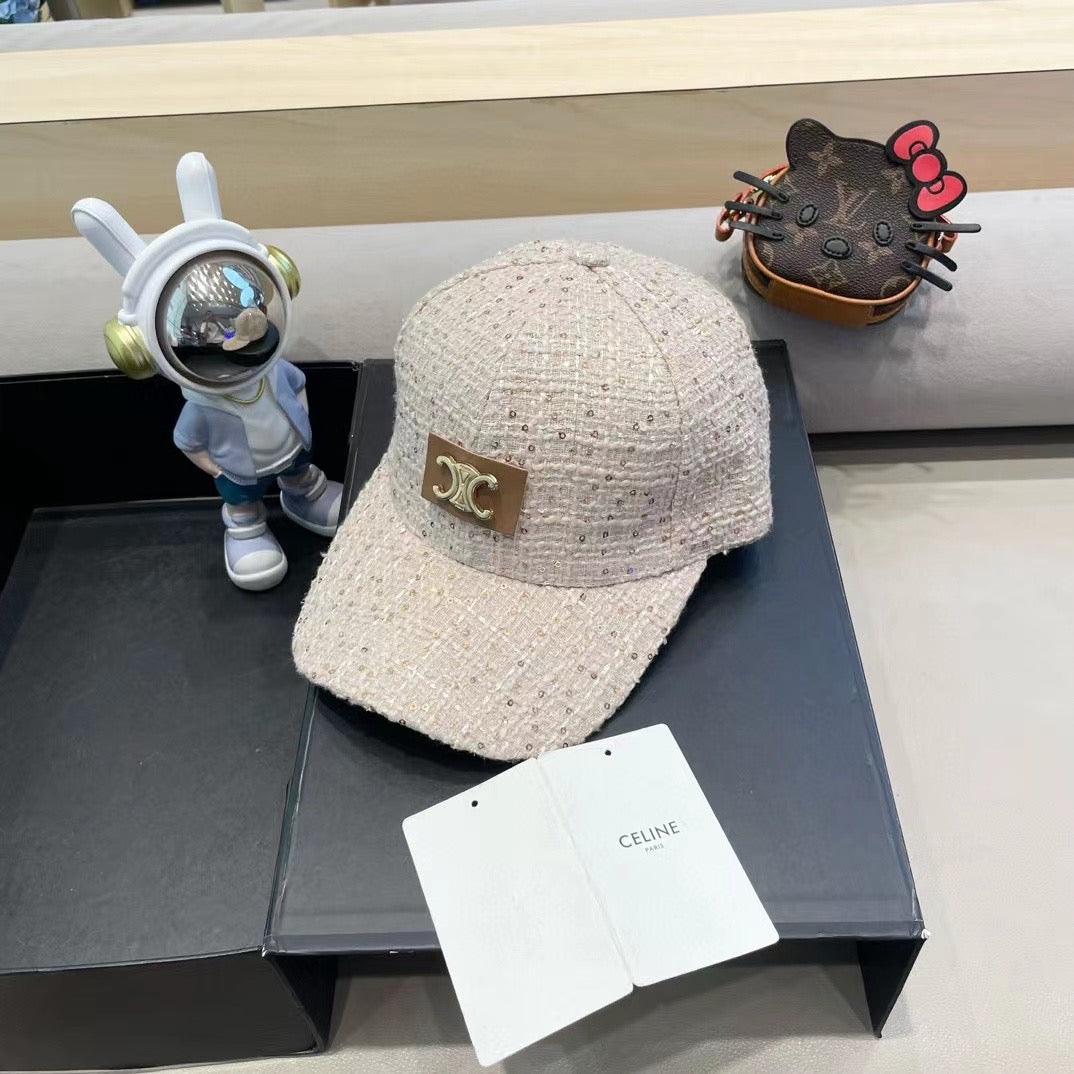 BASEBALL CAP MODEL 650506 IN BEIGE TEXTURED SPARKLE FABRIC