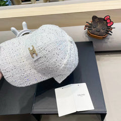 BASEBALL CAP MODEL 650507 IN WHITE TEXTURED SPARKLE FABRIC