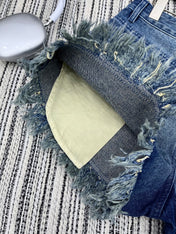 LOEWE FRAYED HEM DENIM SHORTS