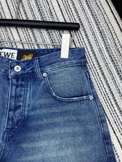 LOEWE FRAYED HEM DENIM SHORTS