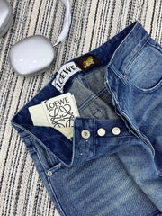 LOEWE FRAYED HEM DENIM SHORTS