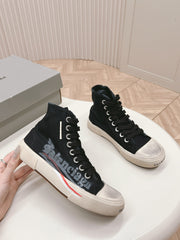 BLACK CANVAS HIGH-TOP SNEAKERS LOGO GRAFFITI